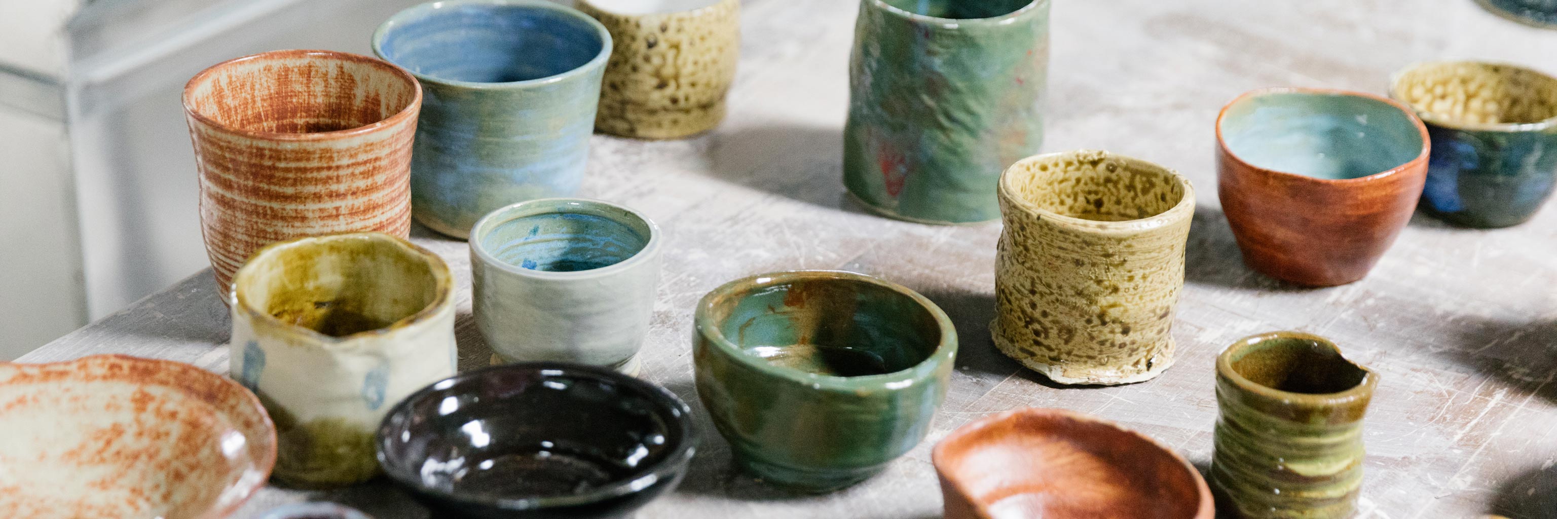 An assortment of glazed pottery