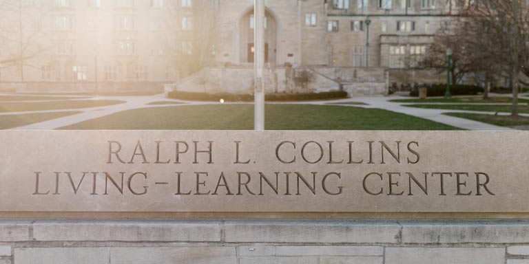 Ralph L. Collins Living-Learning center stone sign